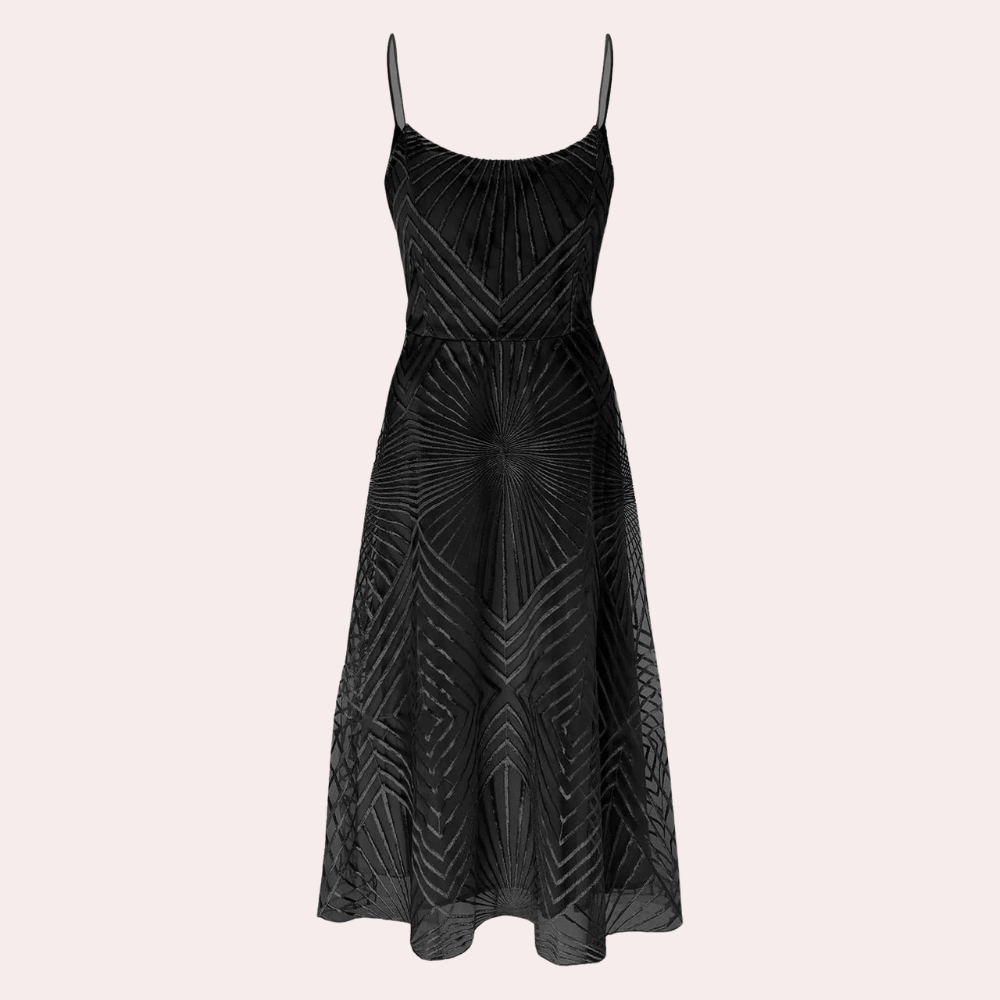 Art Deco Cocktail Dress Geometric Pattern Midi Length - Product detail 5