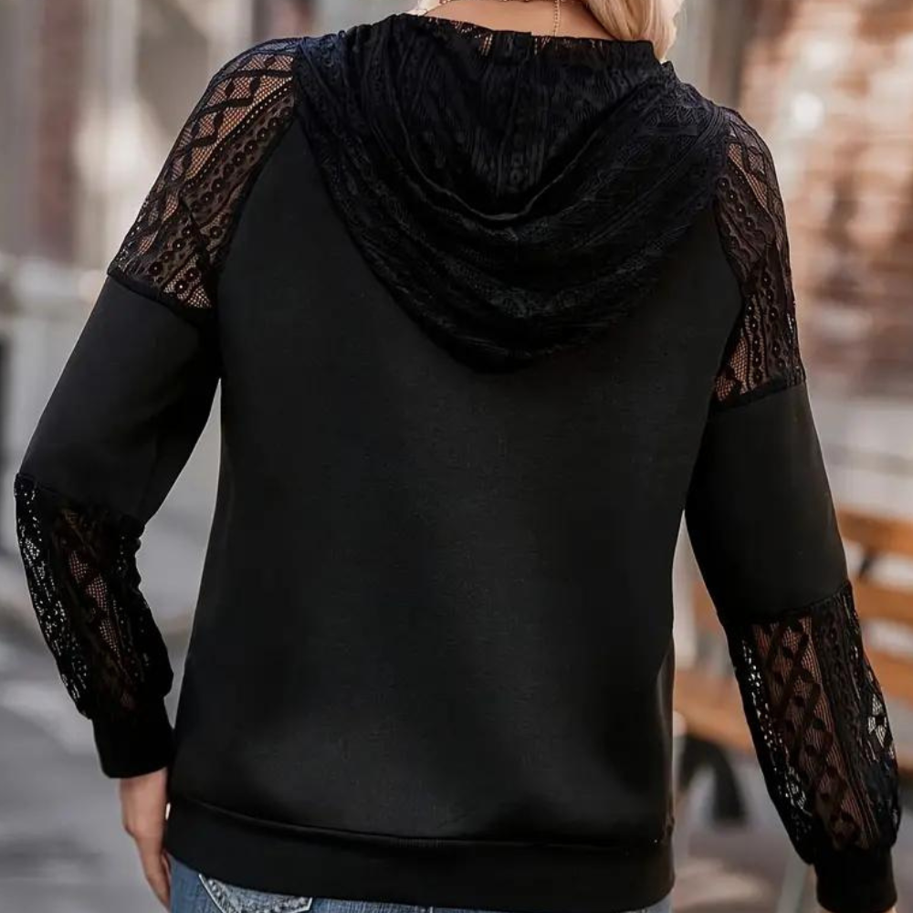 Lace Sleeve Blouse Elegant Black Crochet Pattern - Product detail 4