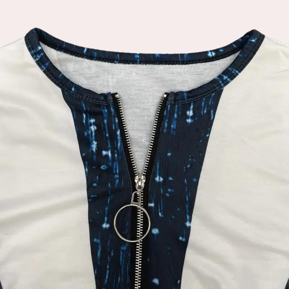 Modern Zip-Up Pullover Emerald Metallic Pattern - Product detail 4