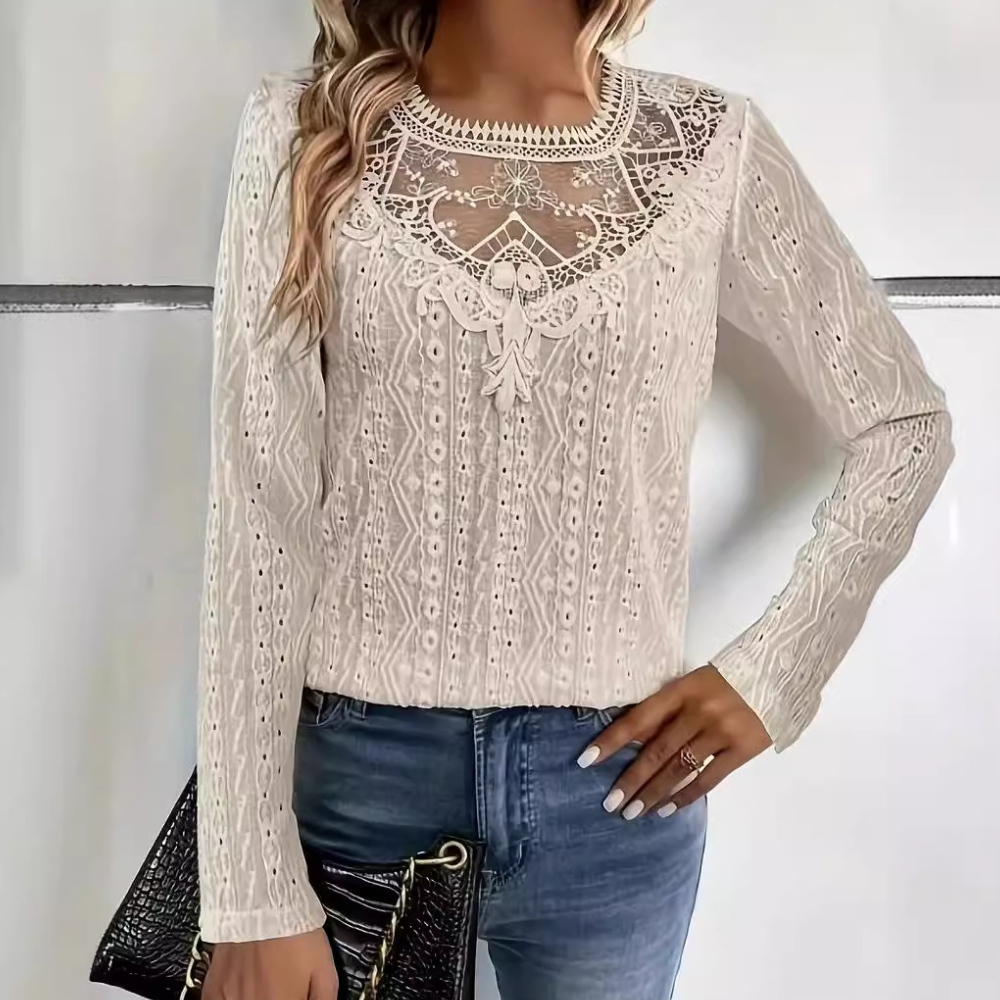 Lace Detail Blouse Textured Long Sleeve Design - Product detail 9