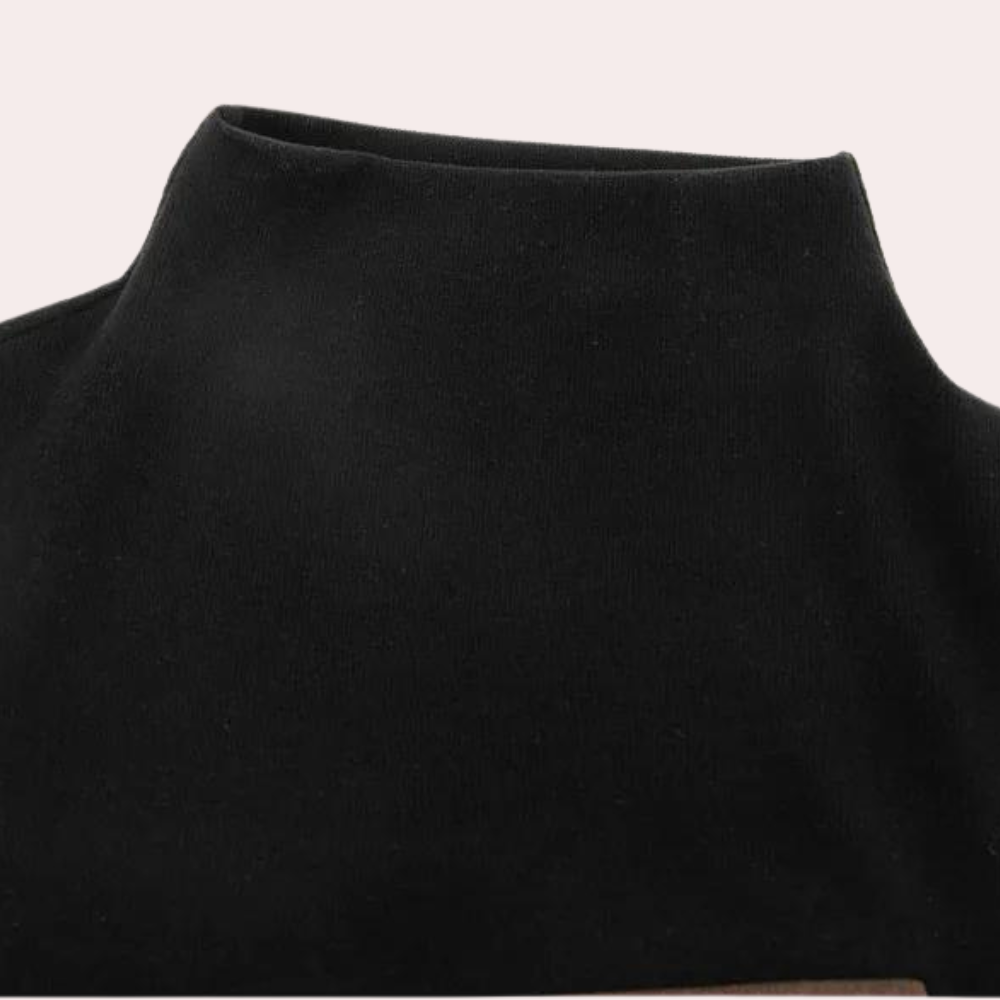 Color Block Midi Dress Belted Brown and Black Design - Product detail 4