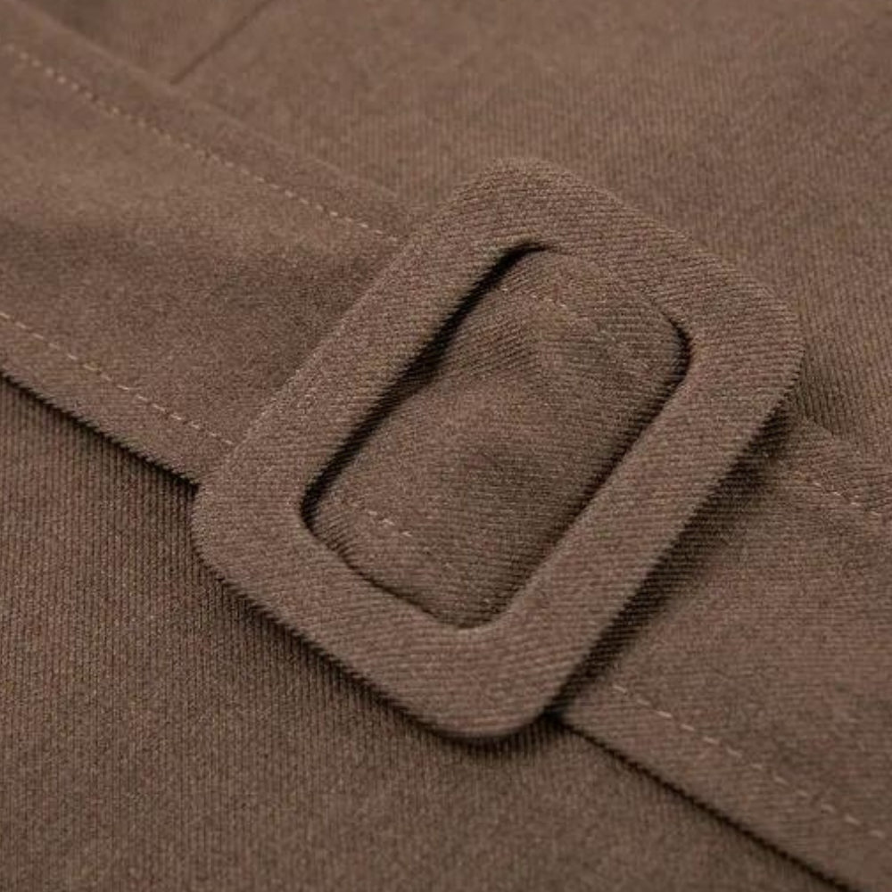 Color Block Midi Dress Belted Brown and Black Design - Product detail 5