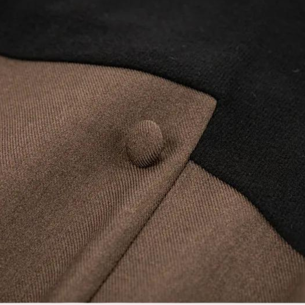 Color Block Midi Dress Belted Brown and Black Design - Product detail 6