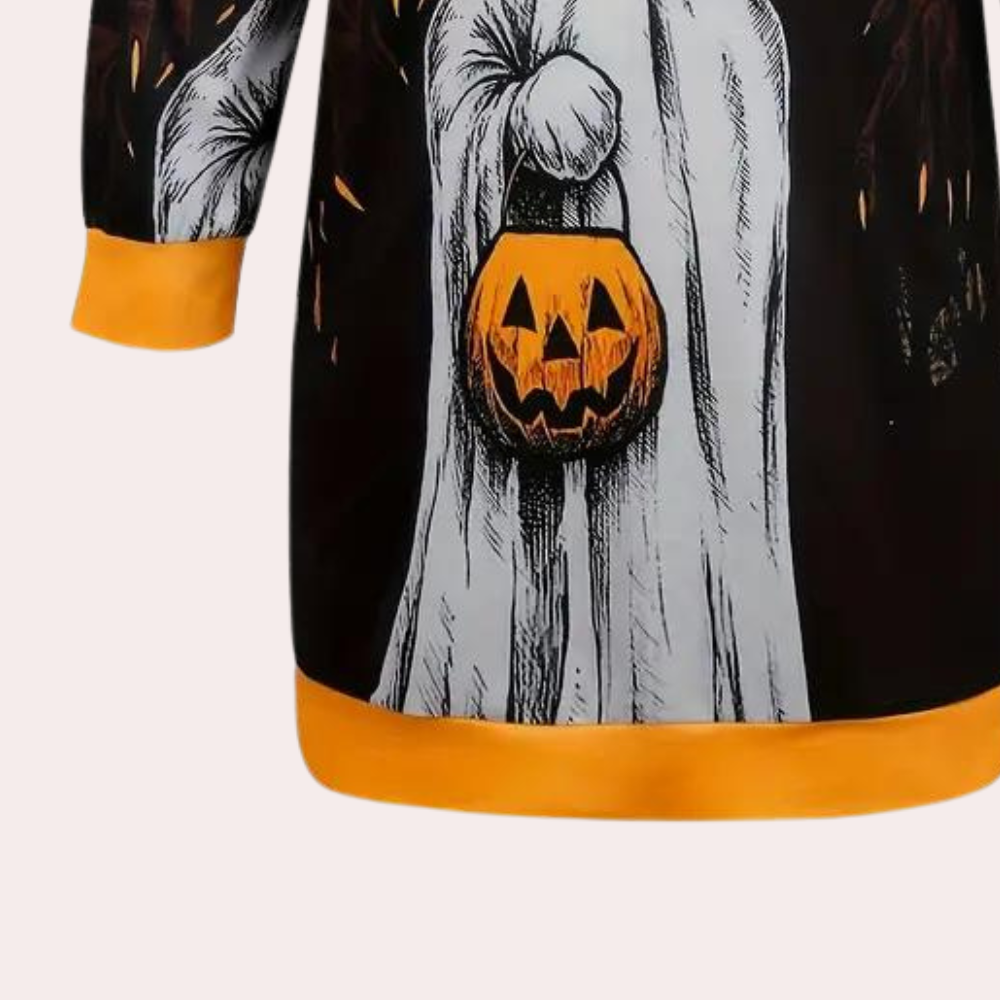 Halloween Hoodie Dress Ghost Pumpkin Print Design - Product detail 6