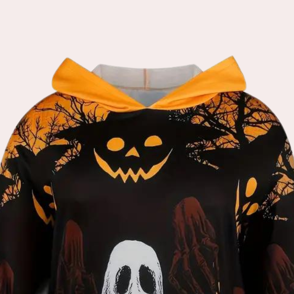 Halloween Hoodie Dress Ghost Pumpkin Print Design - Product detail 4