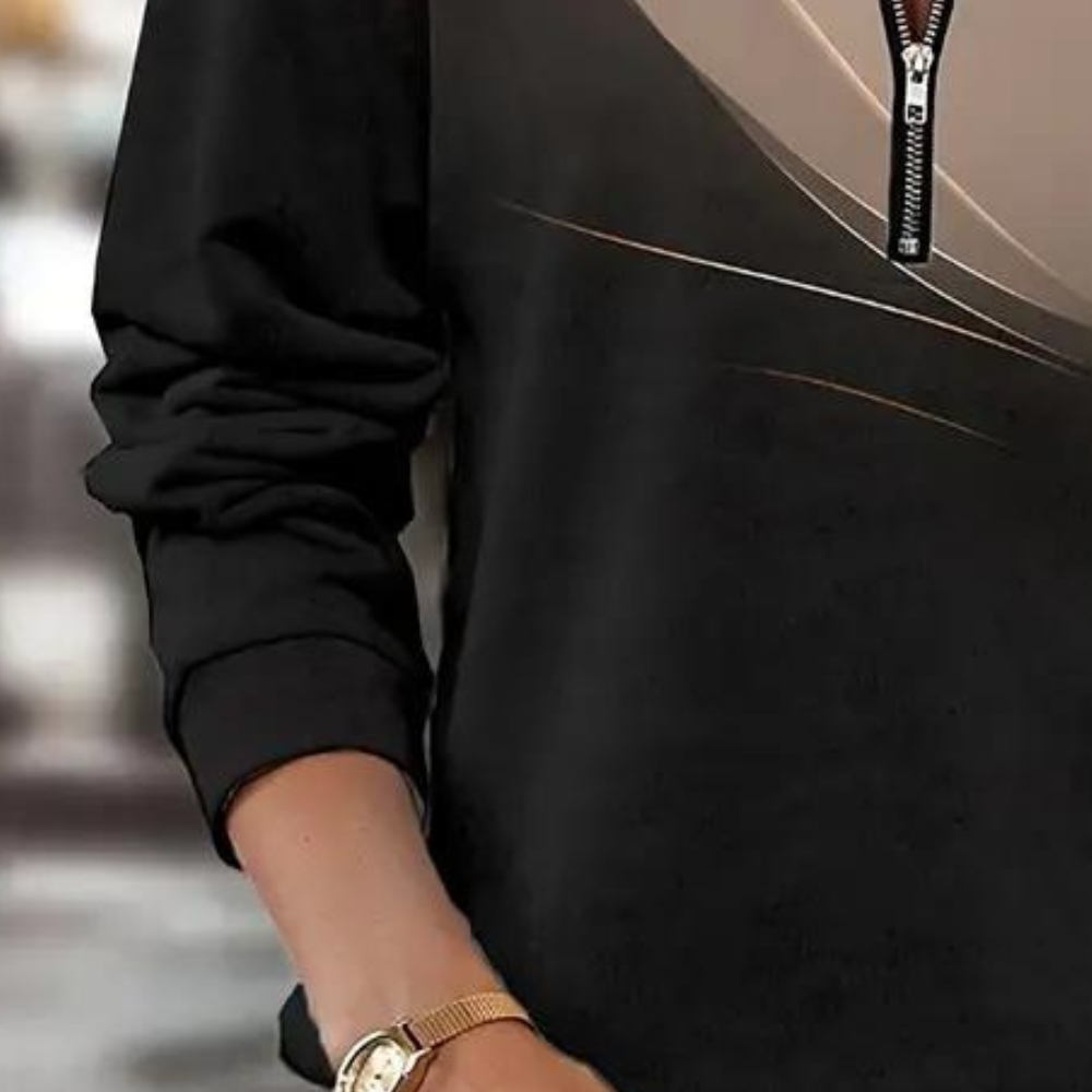 Modern Gradient Zipper Top Two-Tone Casual Design - Product detail 4