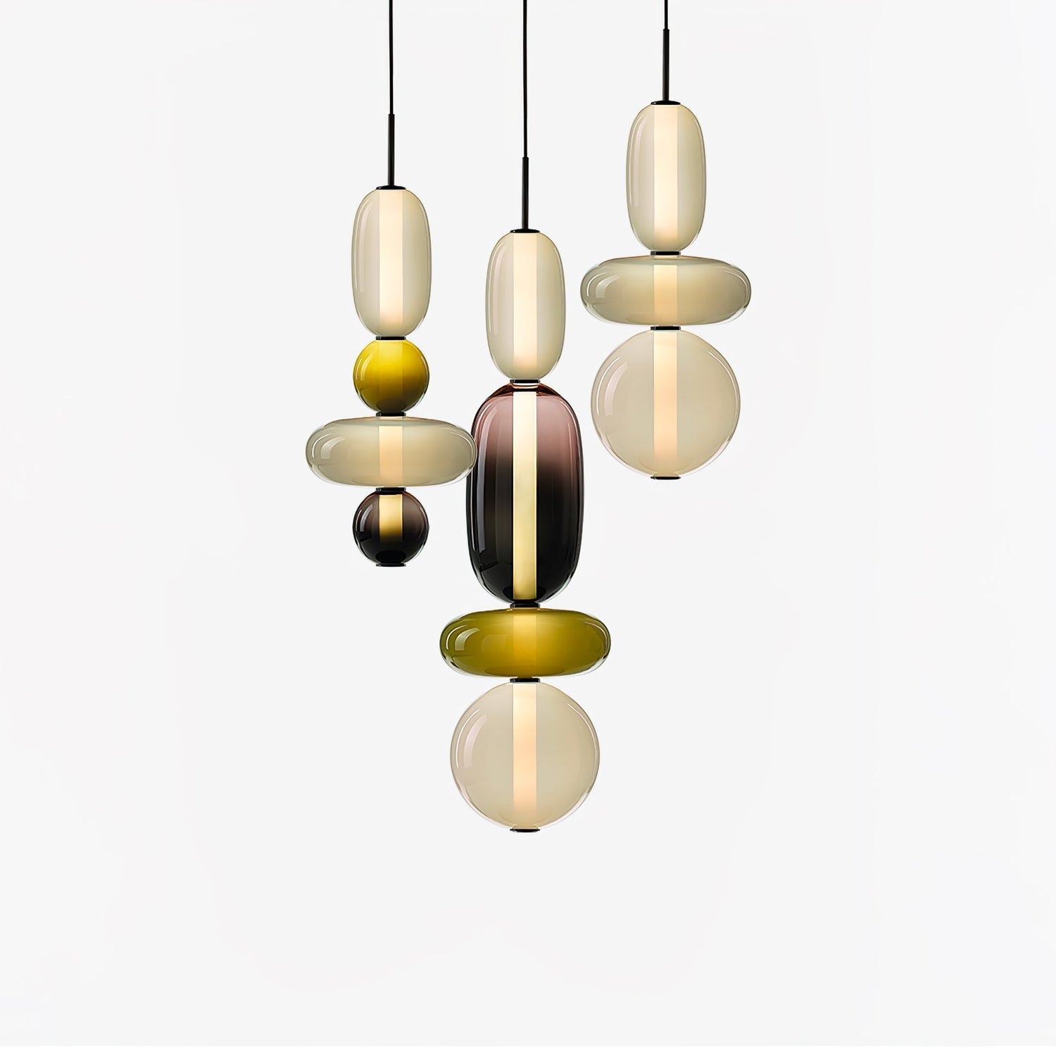 Modern Glass Pendant Light  Stacked Geometric Shapes - Product detail 43