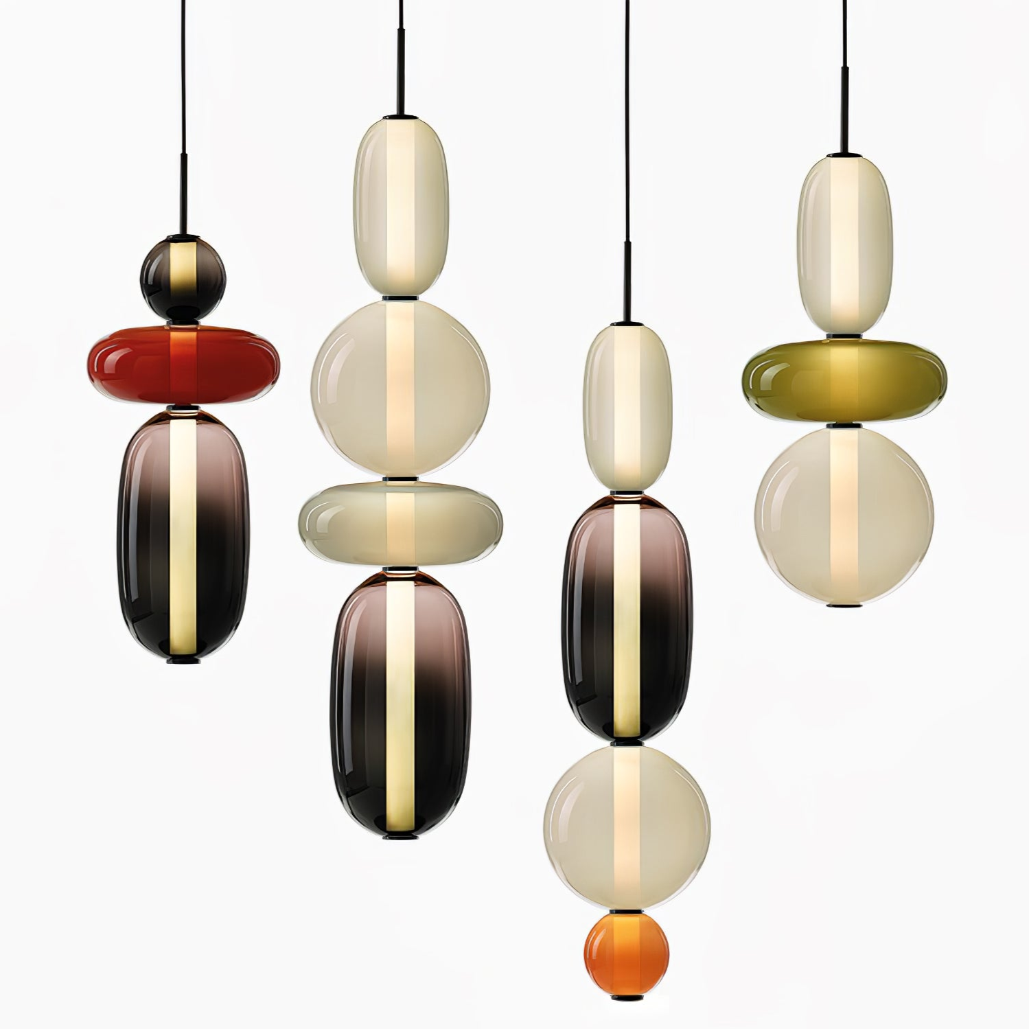 Modern Glass Pendant Light  Stacked Geometric Shapes - Product showcase