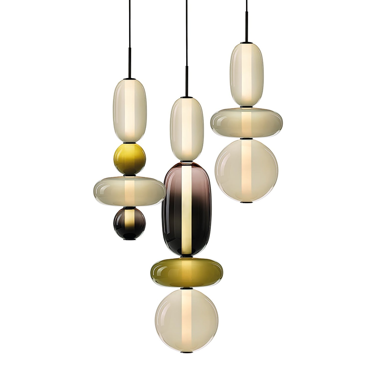 Modern Glass Pendant Light  Stacked Geometric Shapes - Product detail 36