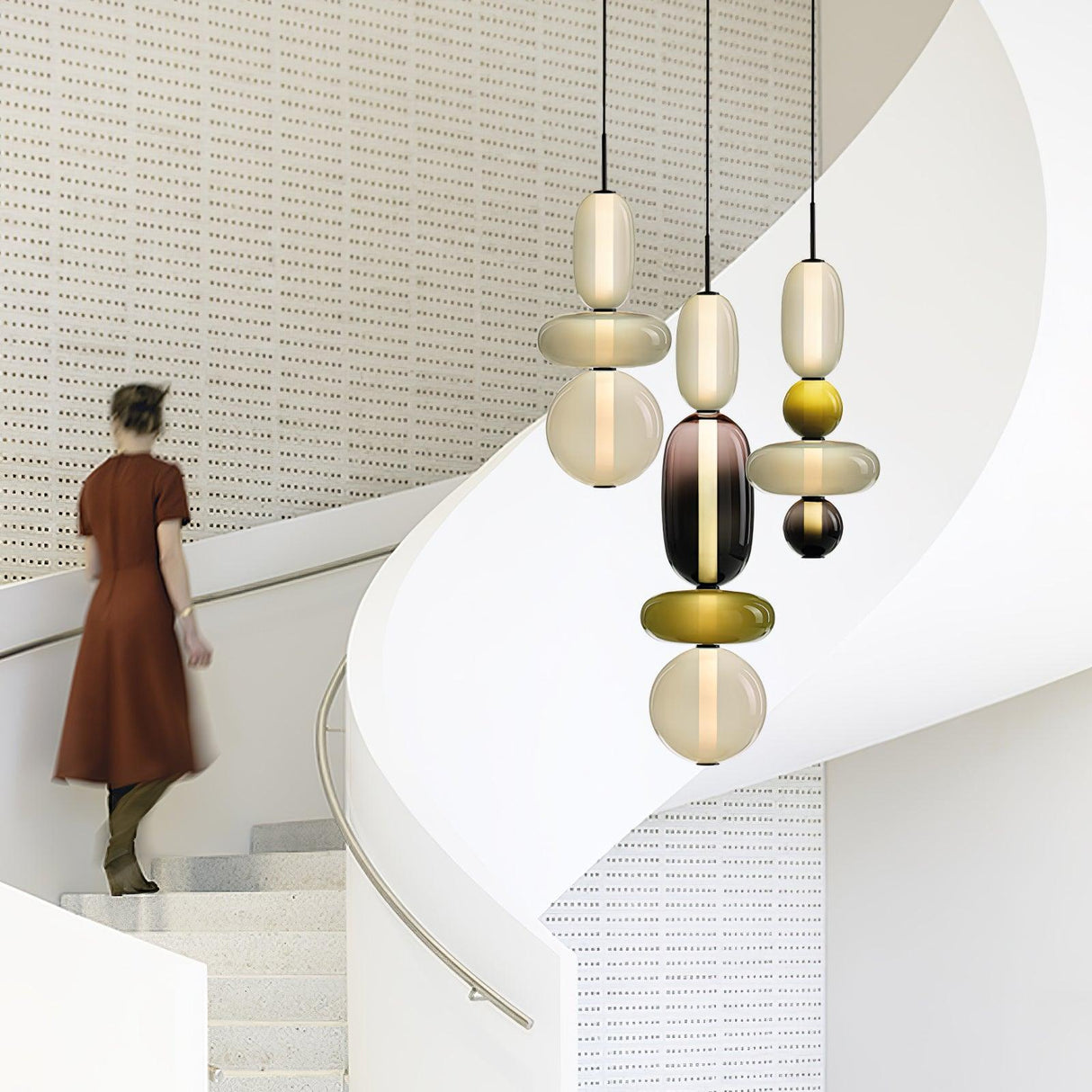 Modern Glass Pendant Light  Stacked Geometric Shapes - Product detail 16