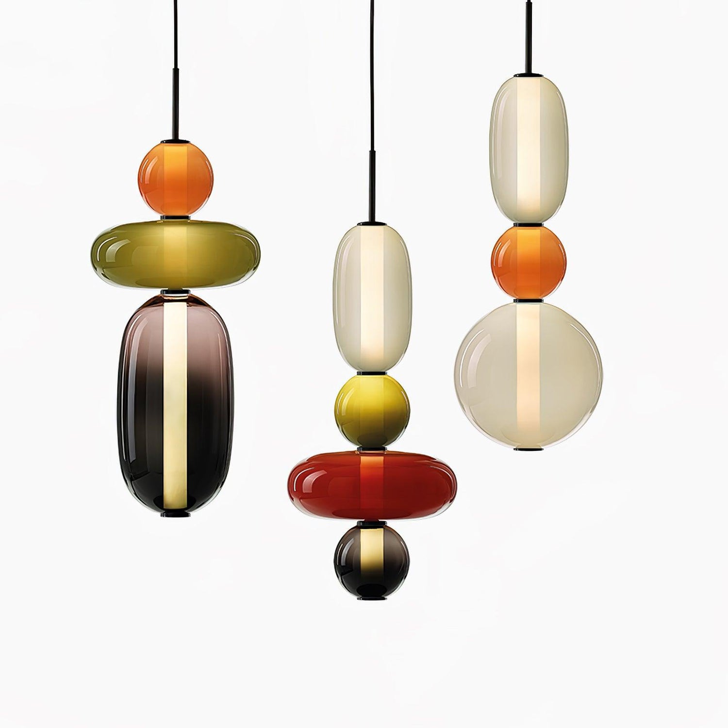 Modern Glass Pendant Light  Stacked Geometric Shapes - Product detail 41