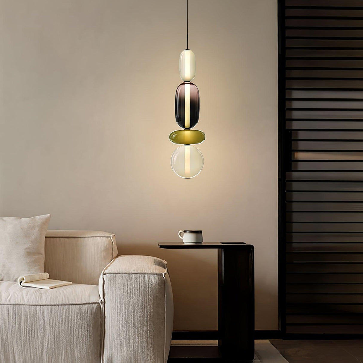 Modern Glass Pendant Light  Stacked Geometric Shapes - Product example