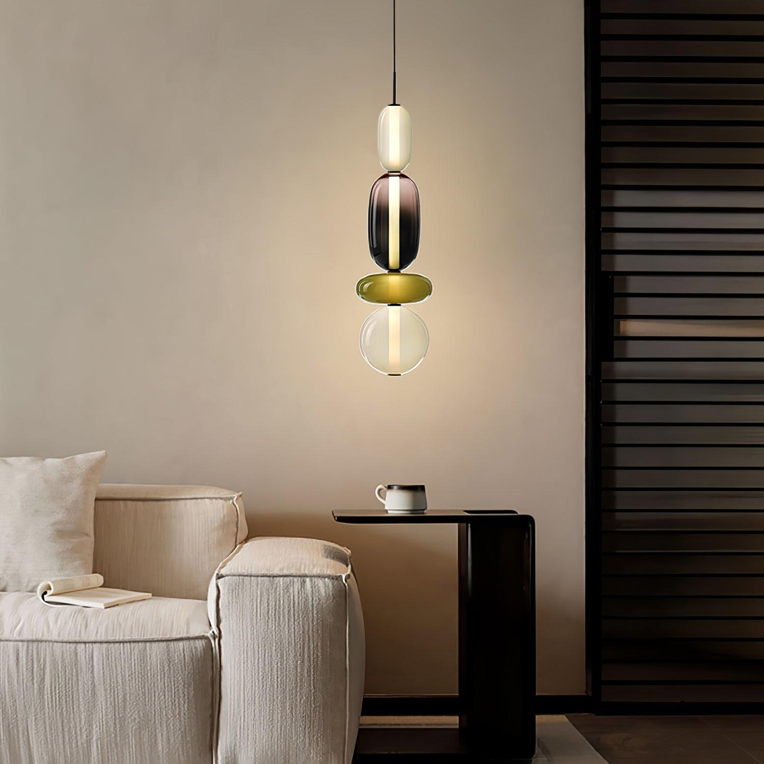 Modern Glass Pendant Light  Stacked Geometric Shapes - Product example