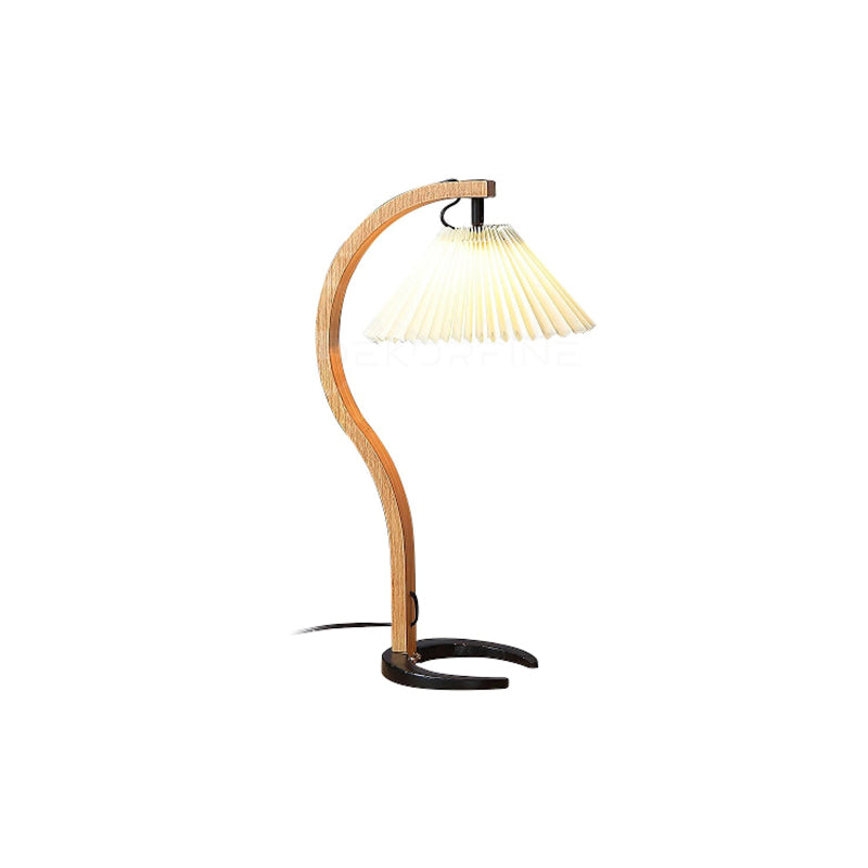 Scandinavian Table Lamp Curved Wood Pleated Shade - Product detail 36