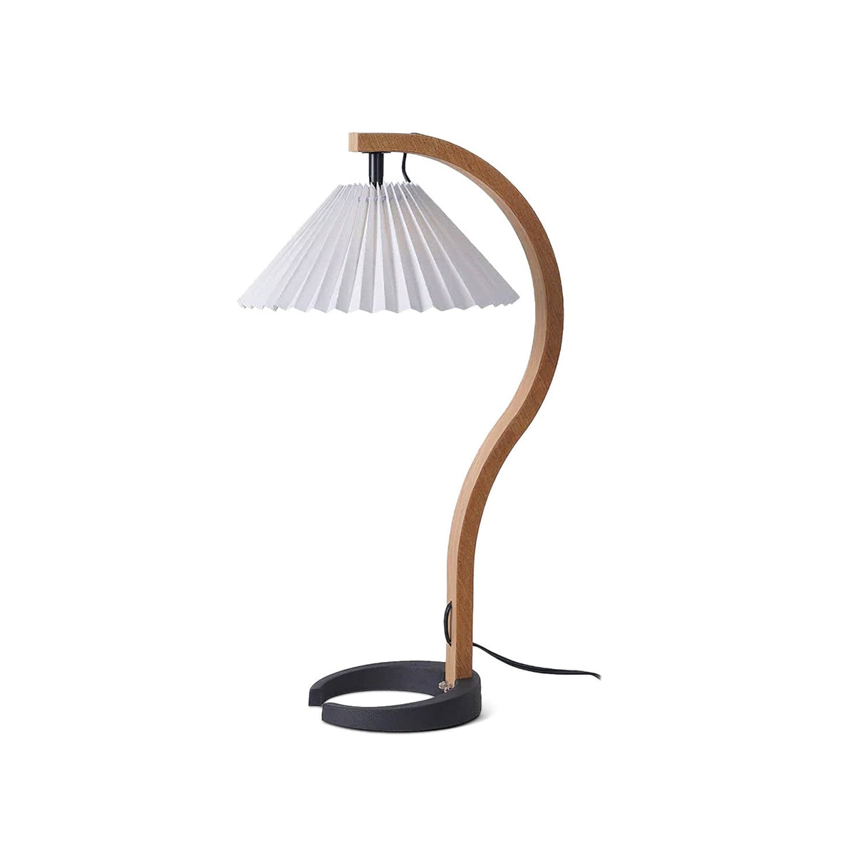 Scandinavian Table Lamp Curved Wood with Pleated Shade - Product detail 37