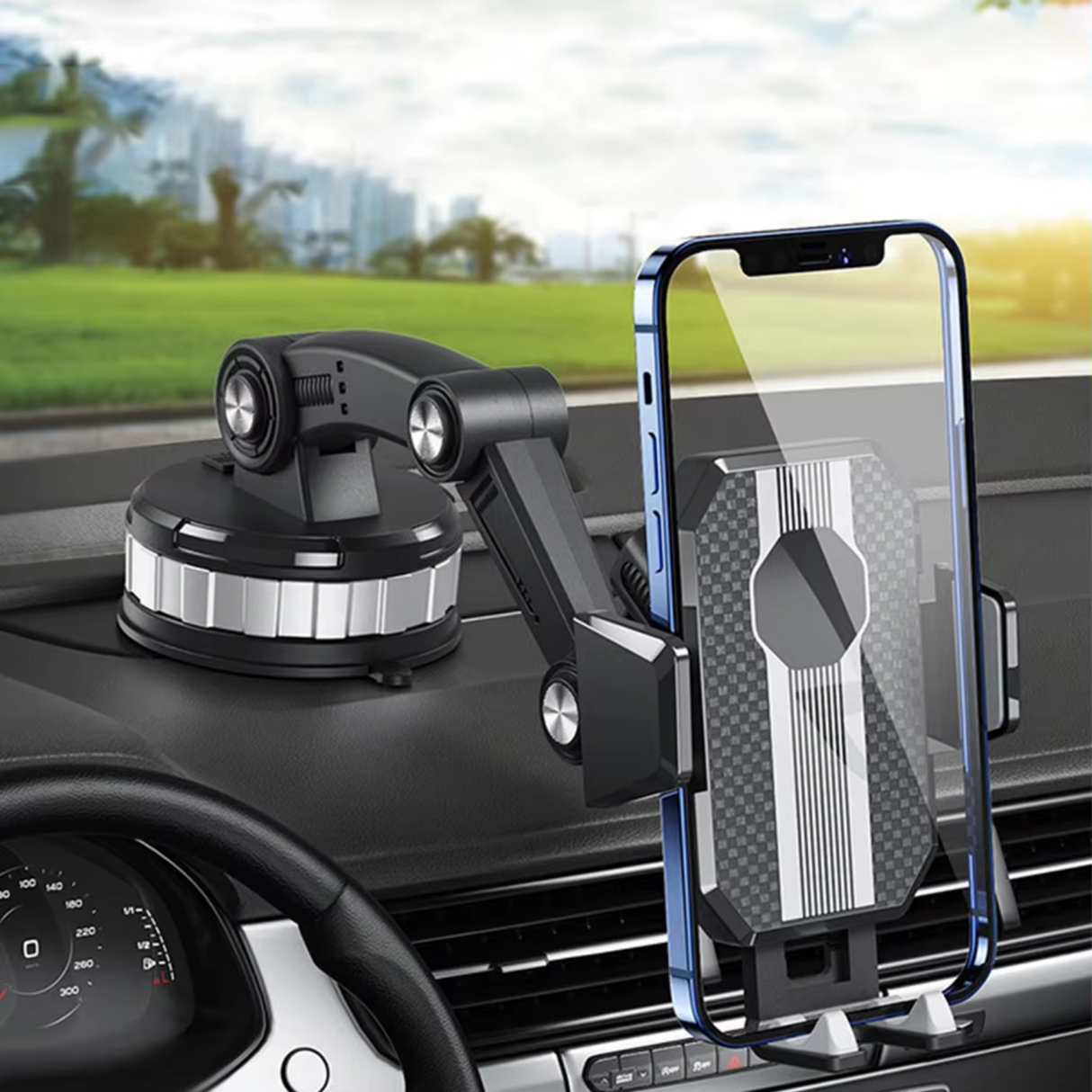 Universal Car Phone Mount Strong Suction Dashboard Holder with 360 Rotation - Detailed view