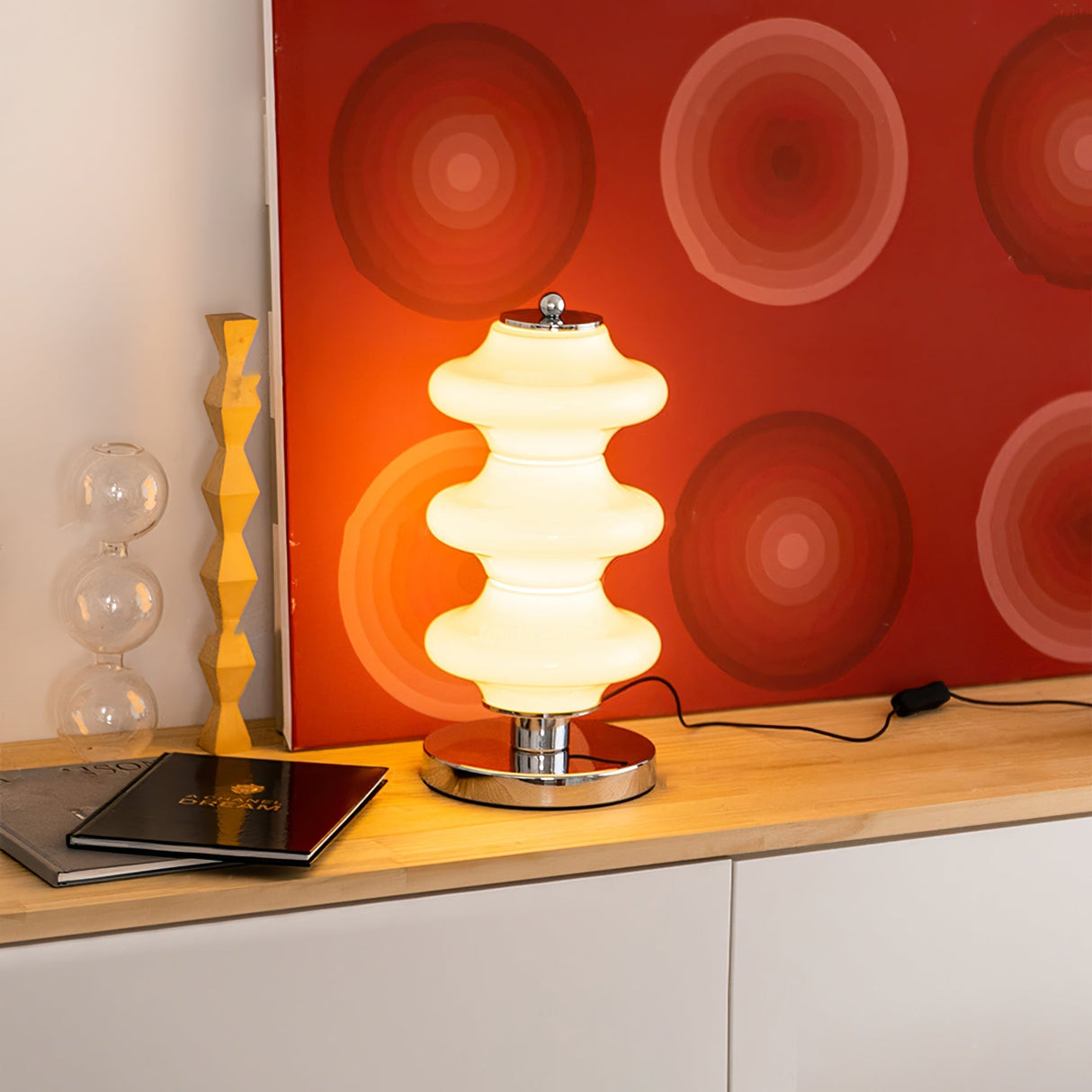 Modern Table Lamp White Glass Shade Chrome Base - Product detail 16