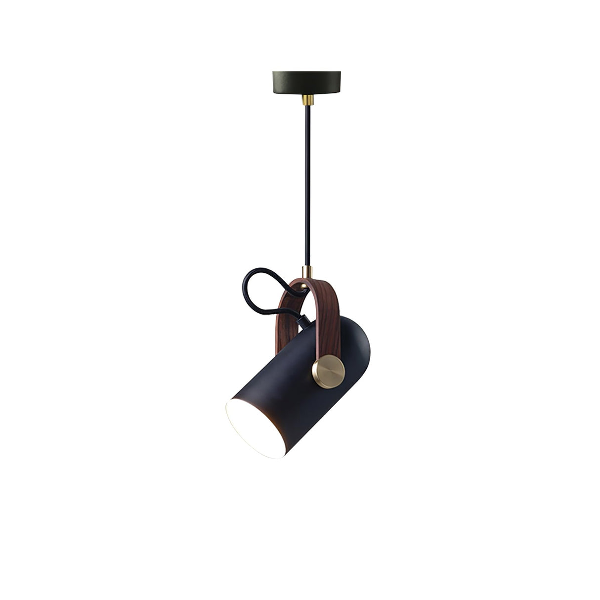 Modern Pendant Light Black Metal Wood Accent - Product detail 8