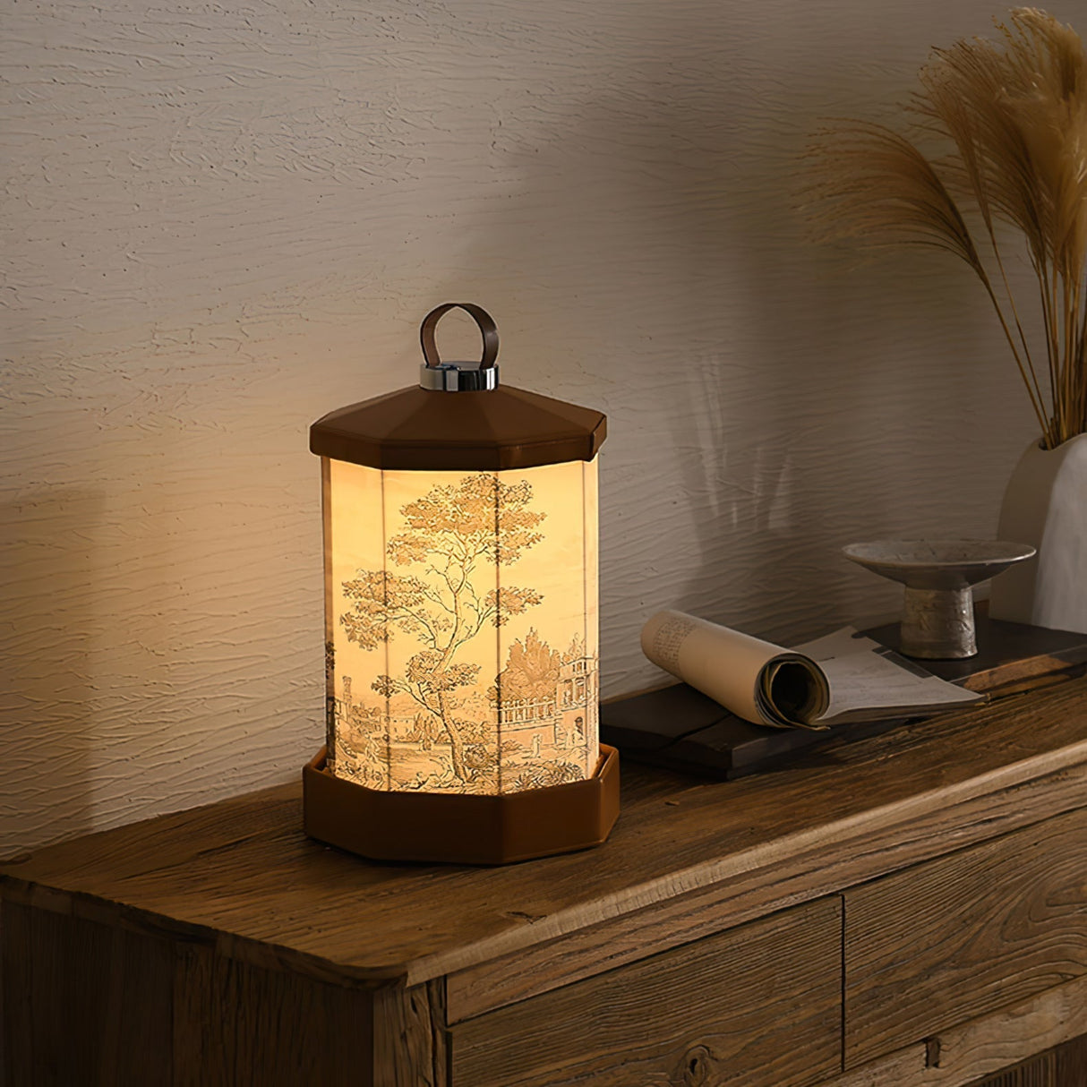 Portable Table Lamp Battery Powered Vintage Scene Design - Product detail 6
