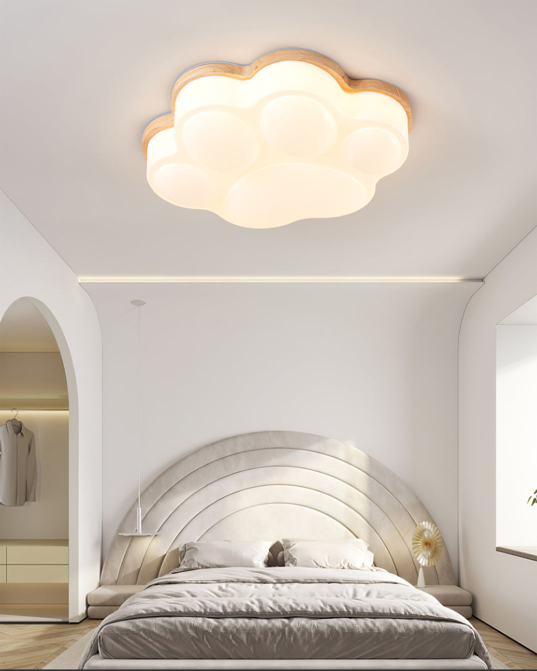 Cat Paw Ceiling Light Wood Trim White LED Design - Product detail 12