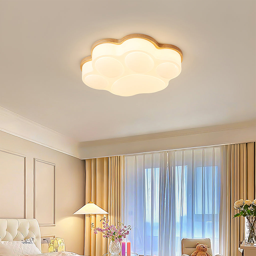 Cat Paw Ceiling Light Wood Trim White LED Design - Product detail 5