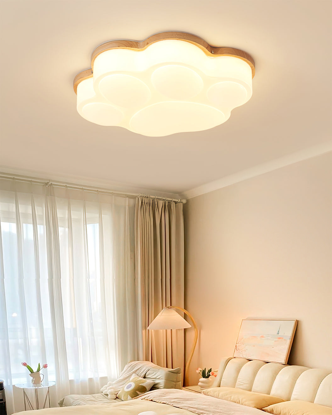 Cat Paw Ceiling Light Wood Trim White LED Design - Product detail 14