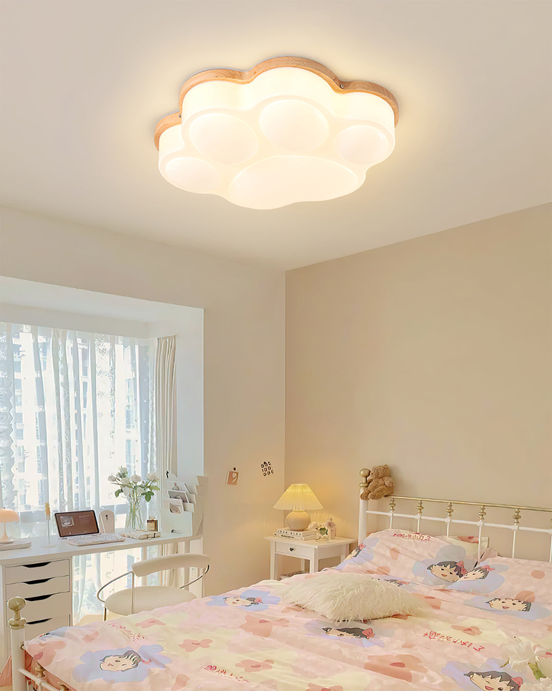 Cat Paw Ceiling Light Wood Trim White LED Design - Product detail 17