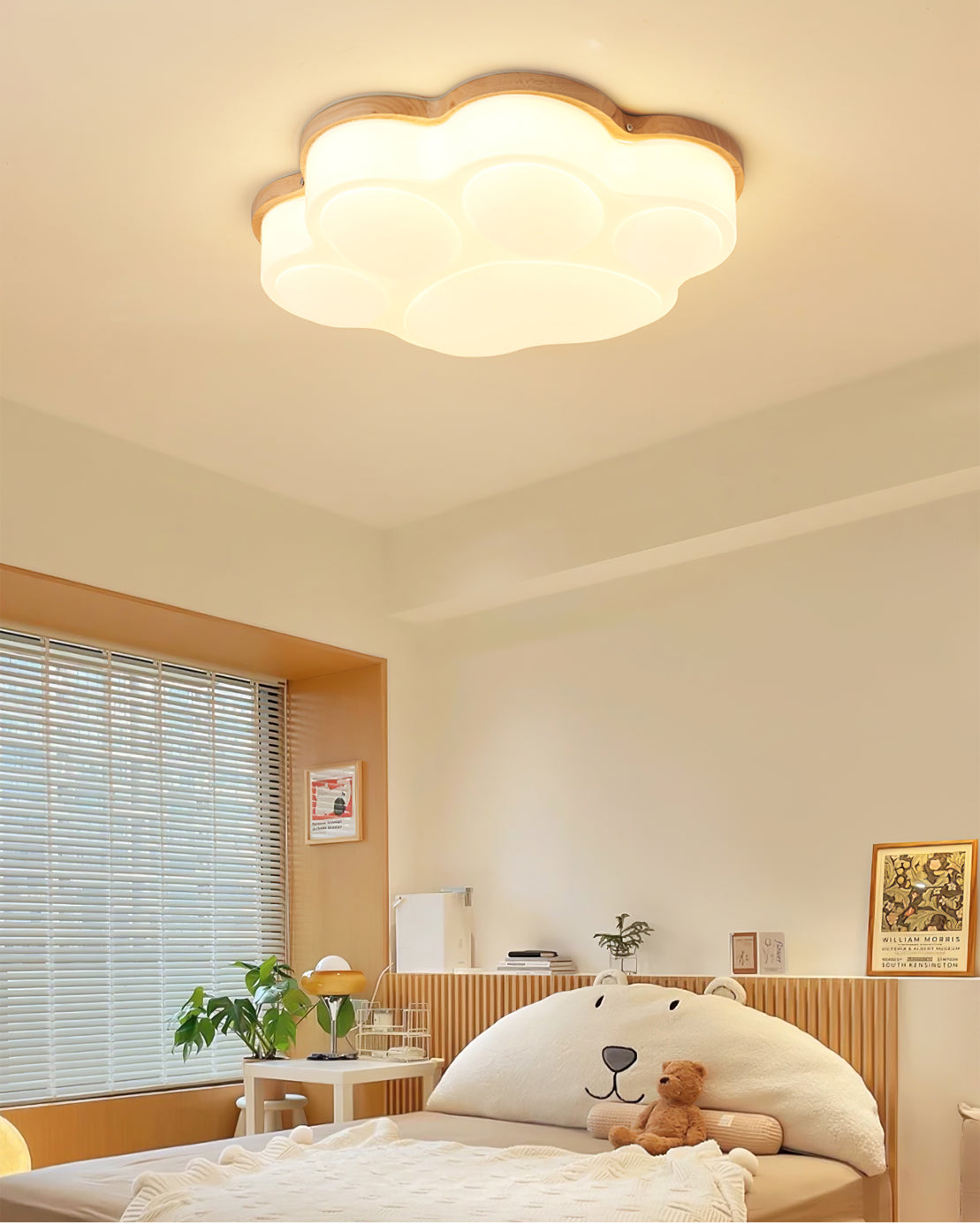 Cat Paw Ceiling Light Wood Trim White LED Design - Product detail 19