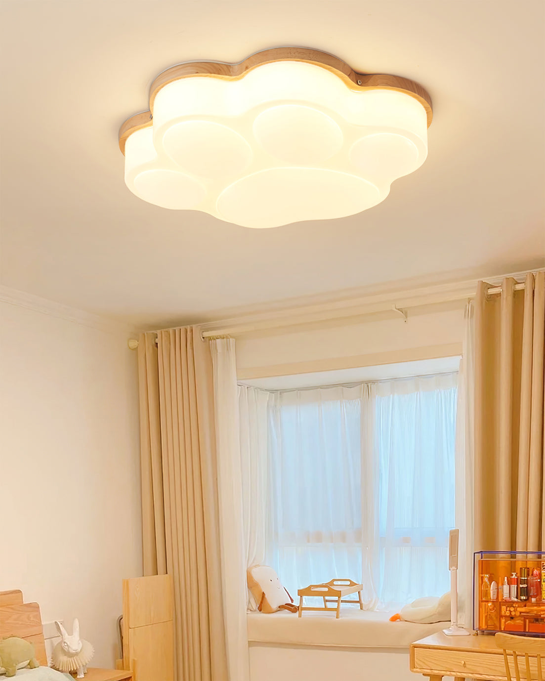 Cat Paw Ceiling Light Wood Trim White LED Design - Product detail 15