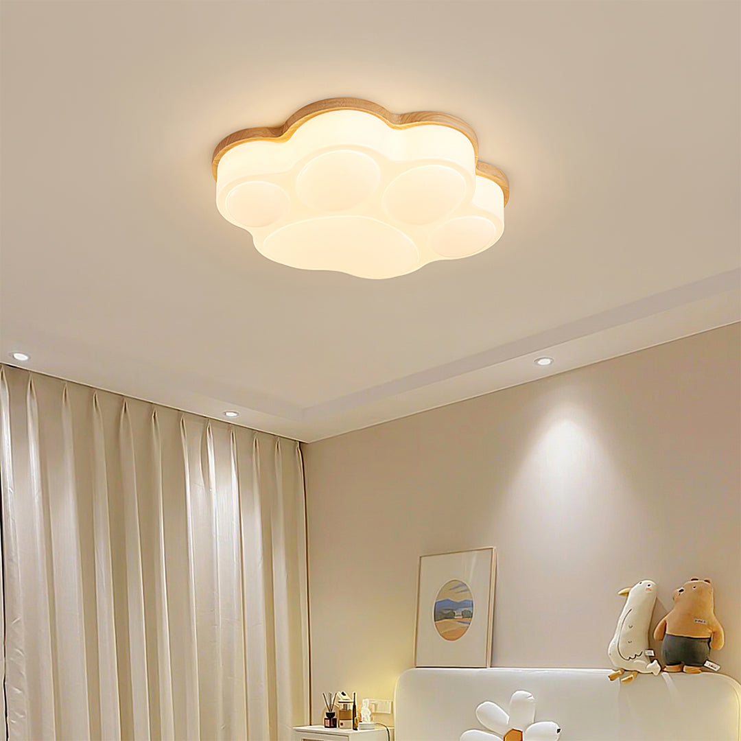 Cat Paw Ceiling Light Wood Trim White LED Design - Product detail 4