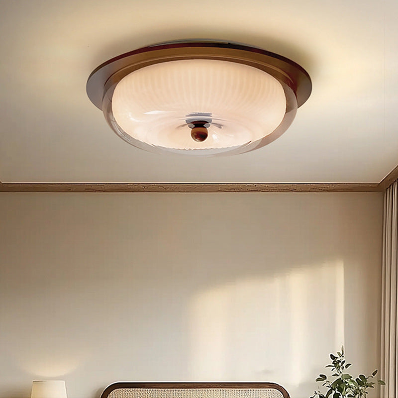 Glass Wood Ceiling Light Round Scandinavian Design - Product detail 4