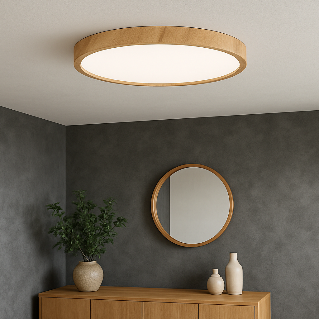 Wood Grain Ceiling Light LED Round Flush Mount - Product example