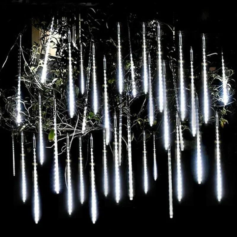 LED Meteor Shower Lights Cascading White Light Tubes - Detailed view