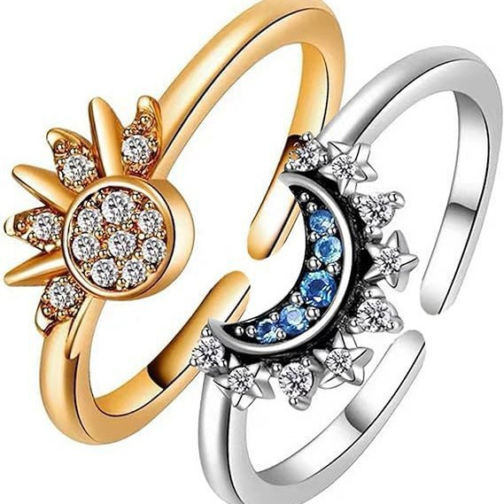 Sun Moon Ring Sterling Silver Two-Tone Celestial Design - Product detail 8