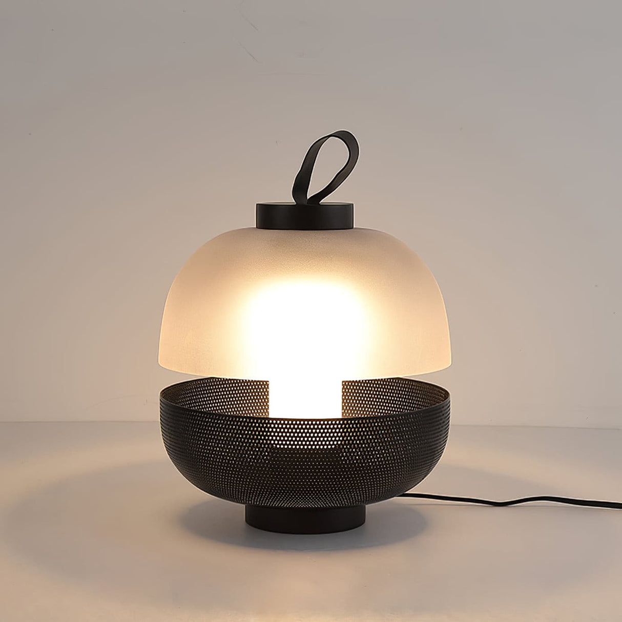 Modern Table Lamp Mesh Metal and Frosted Glass Design - Detailed view