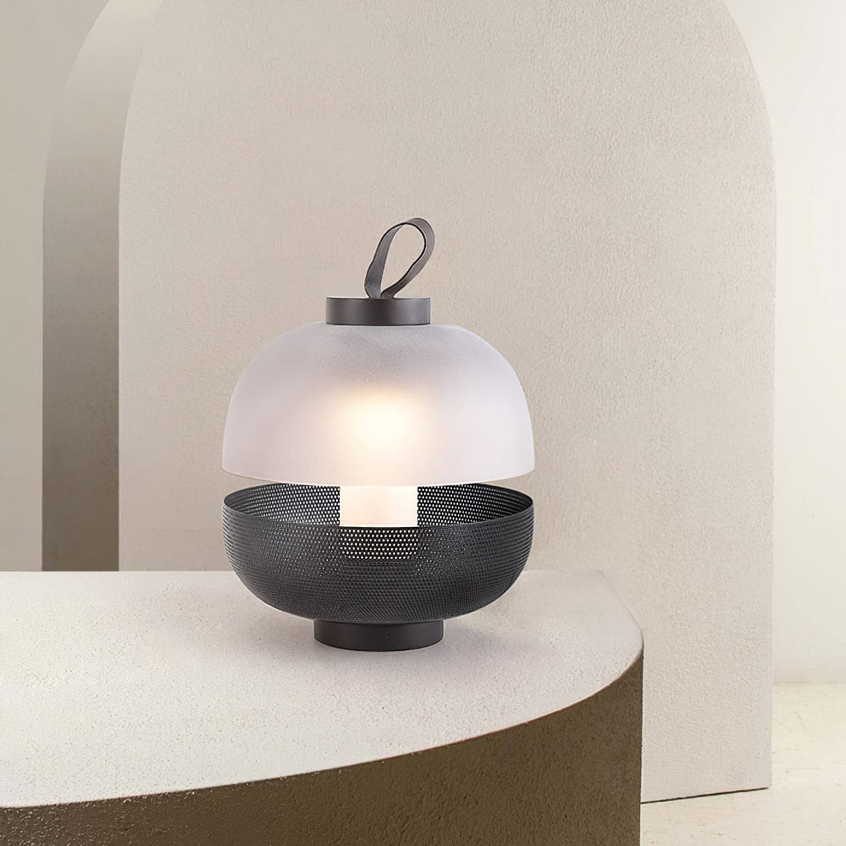 Modern Table Lamp Mesh Metal and Frosted Glass Design - Product detail 4