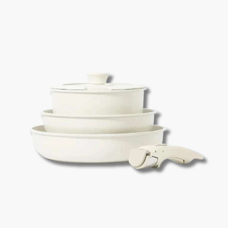 Non-Stick Ceramic Cookware Set Space-Saving Stackable Design - Detailed view