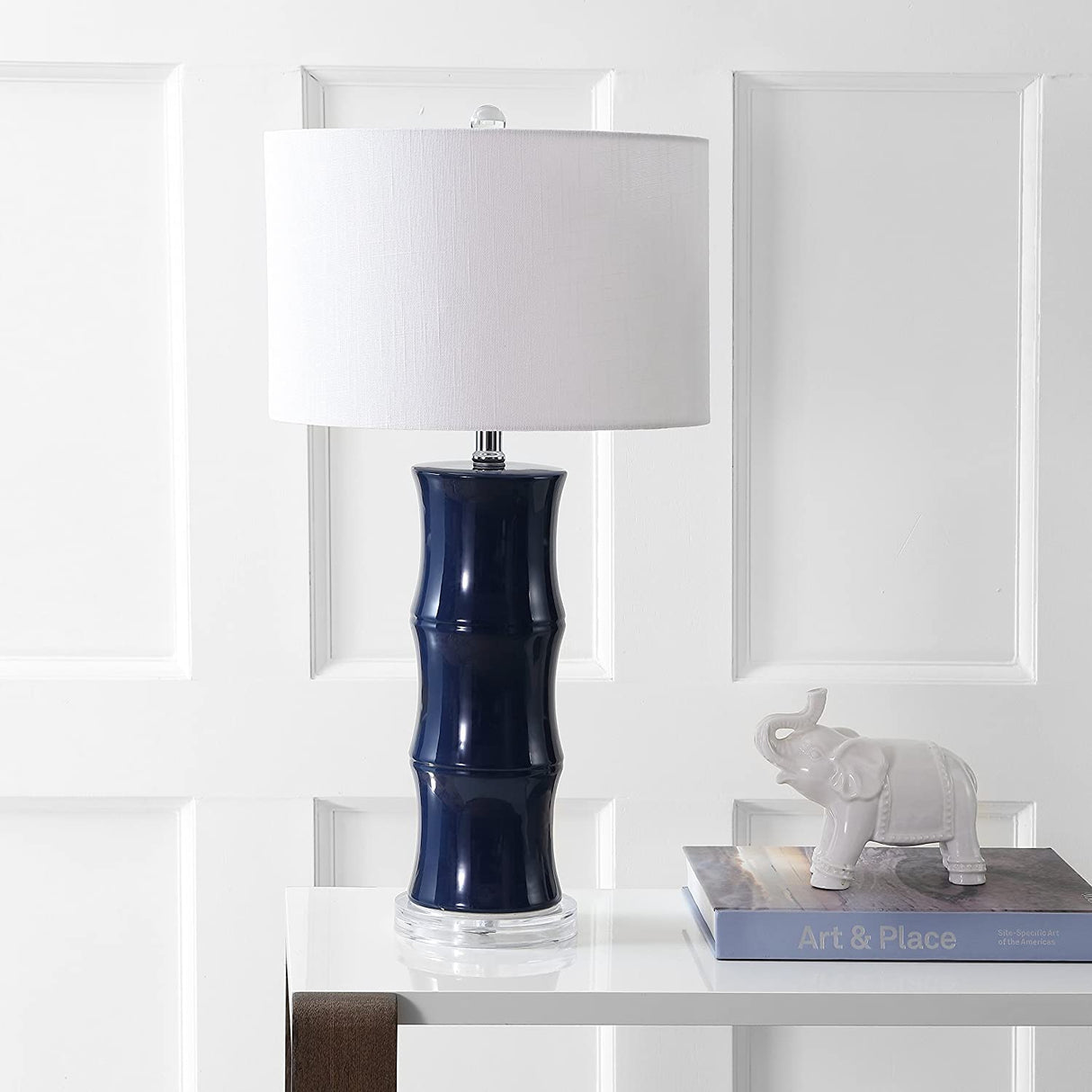 Ceramic Table Lamp Navy Bamboo Design Base - Product example