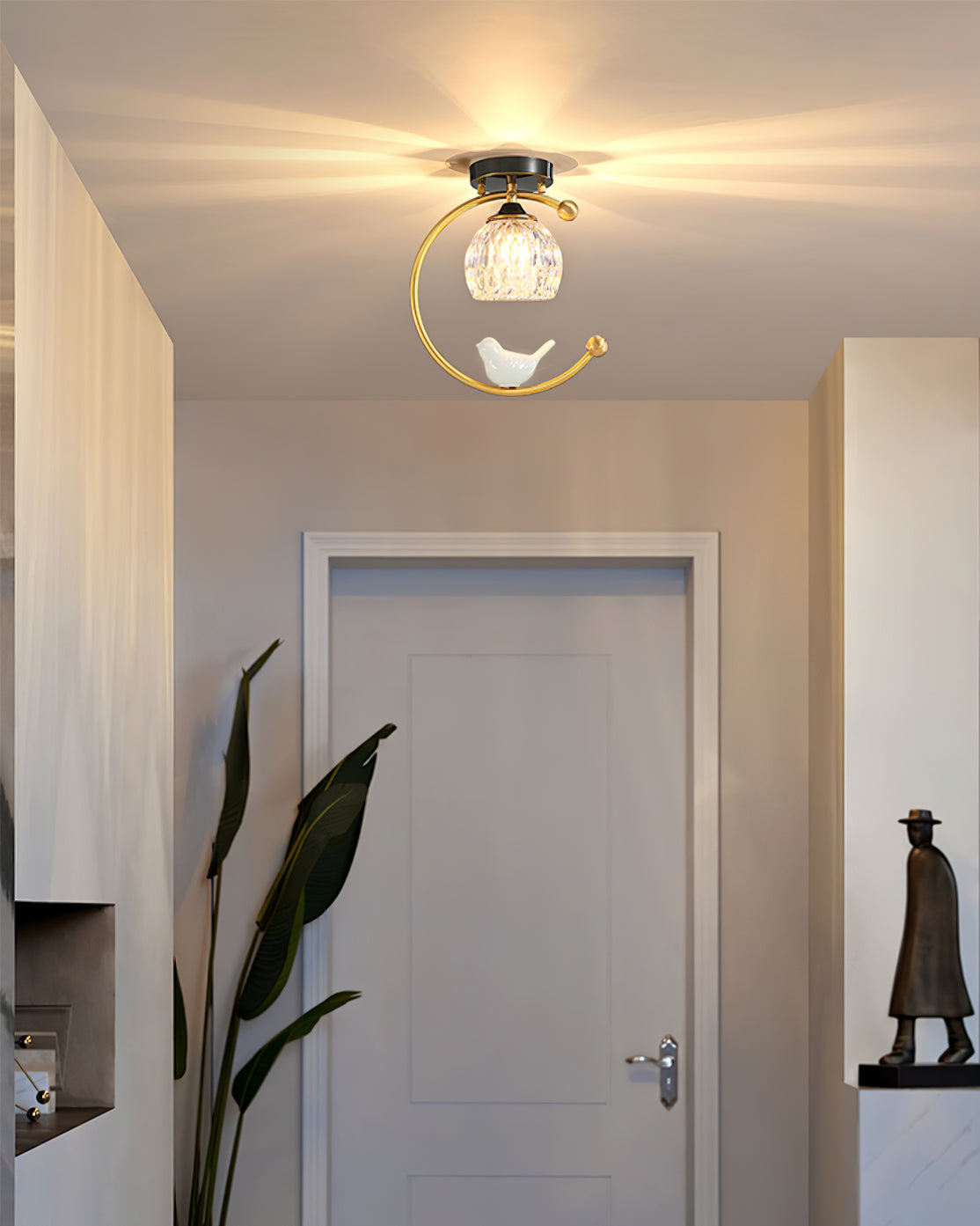 Modern Bird Ceiling Light Brass Frame Glass Shade - Product detail 19