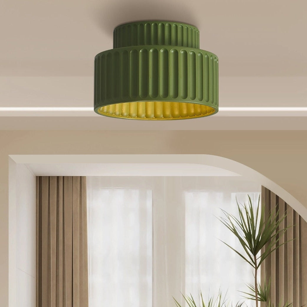 Ceramic Ceiling Light Fluted White Minimalist Design - Product example