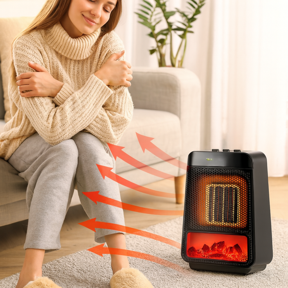 Electric Space Heater Portable Ceramic Heating with Adjustable Thermostat - Product showcase