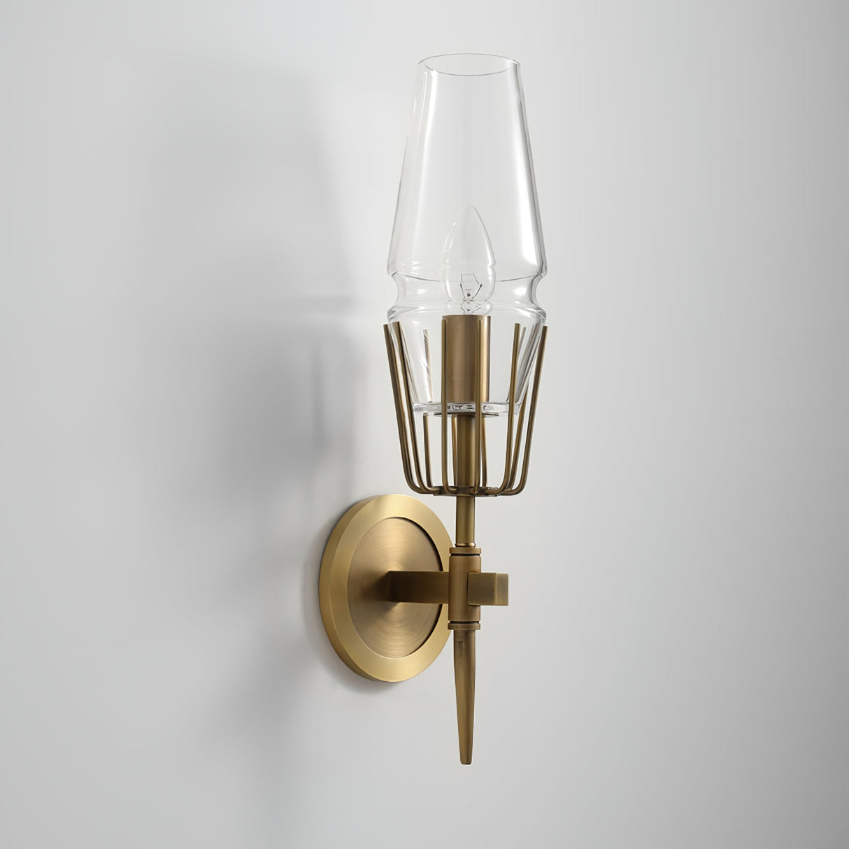 Modern Wall Sconce Brass Frame Clear Glass Shade - Product detail 11