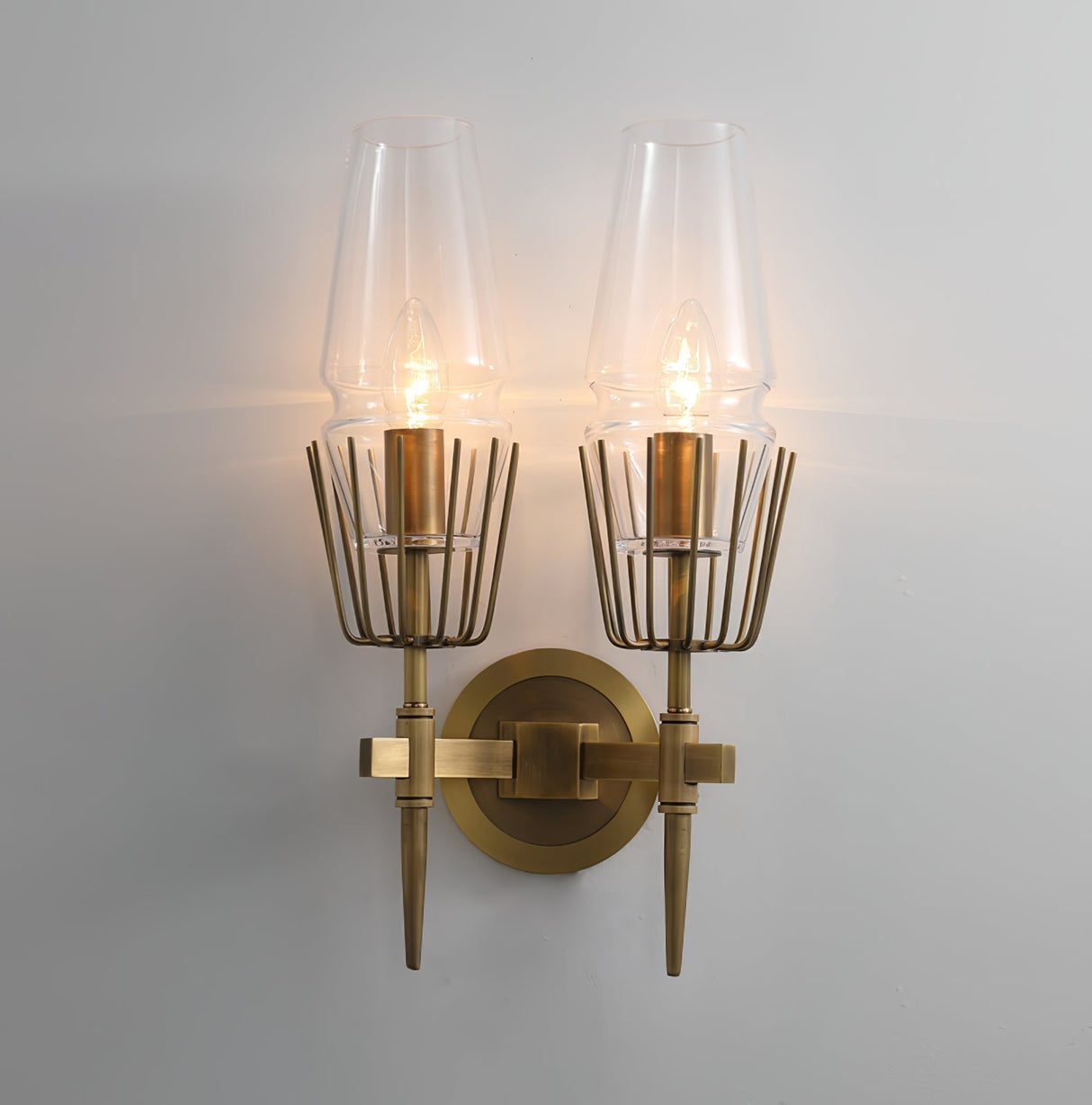 Modern Wall Sconce Brass Frame Clear Glass Shade - Product detail 16
