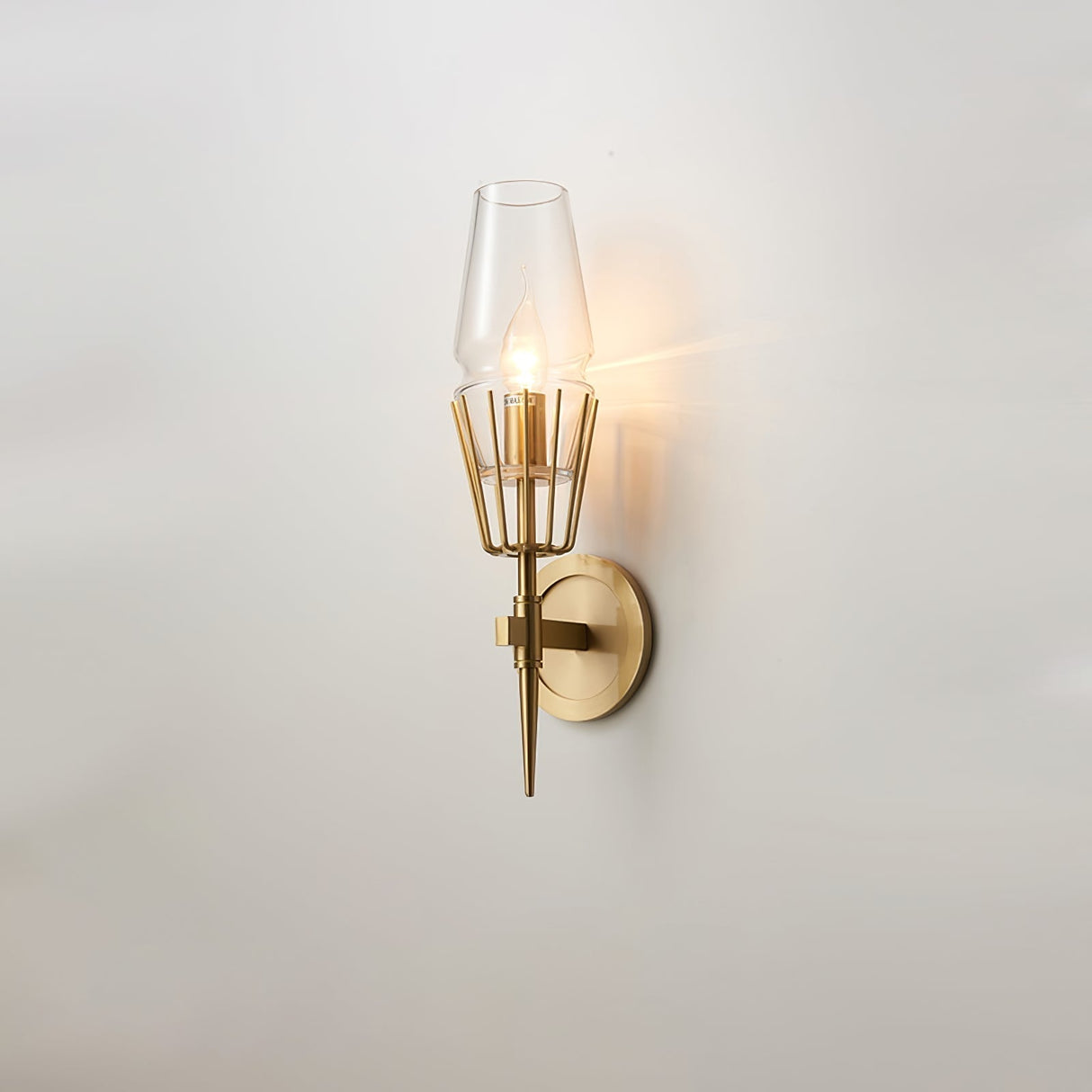 Modern Wall Sconce Brass Frame Clear Glass Shade - Product detail 17