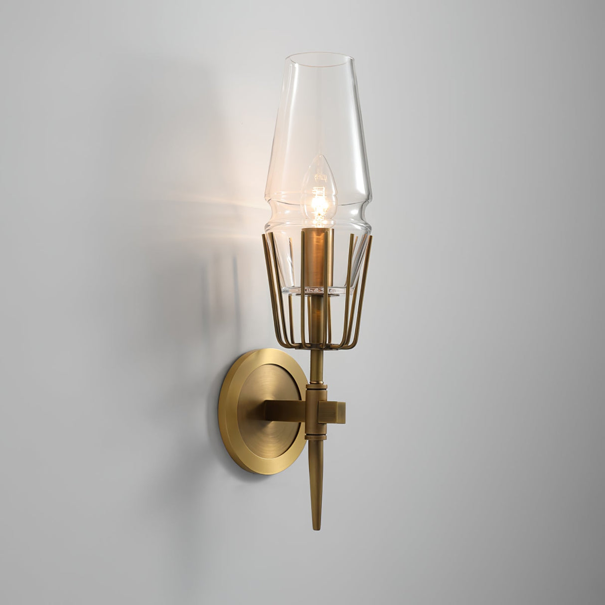 Modern Wall Sconce Brass Frame Clear Glass Shade - Product detail 18