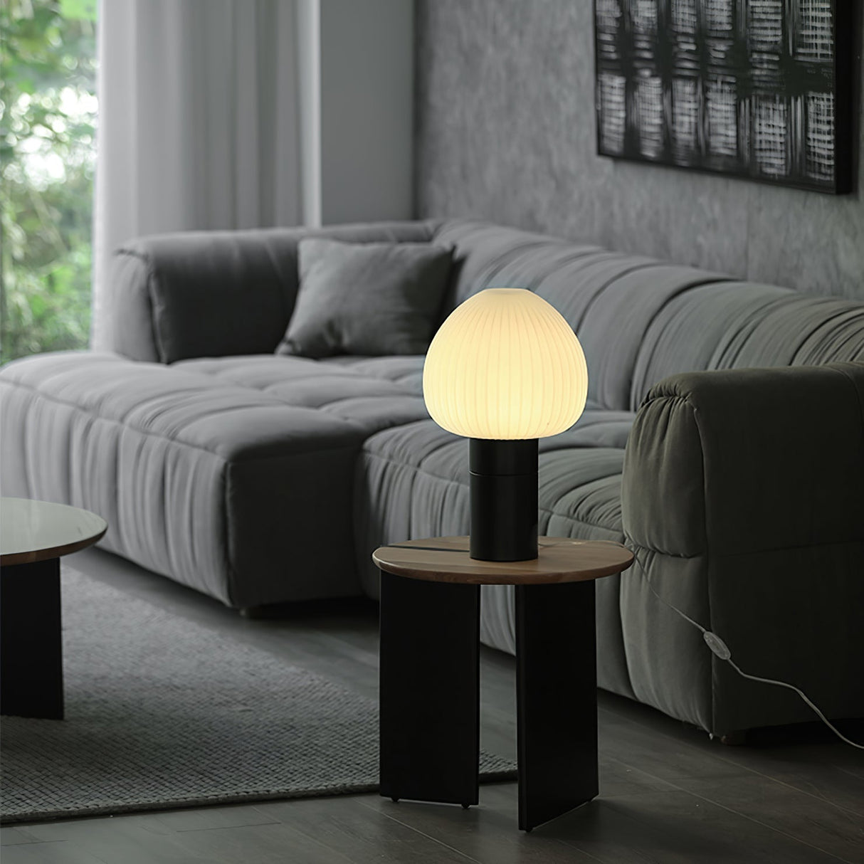 Modern Table Lamp Frosted Glass Dome With Marble Base - Product detail 4