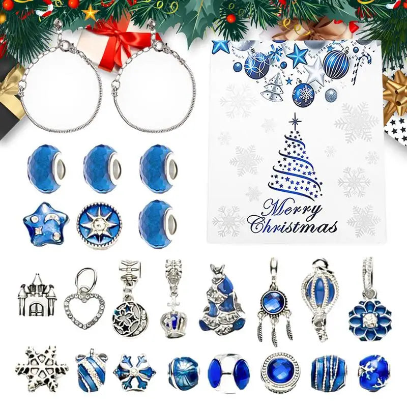 Christmas Jewelry Advent Calendar 22 Charm Bracelet Making Set - Detailed view