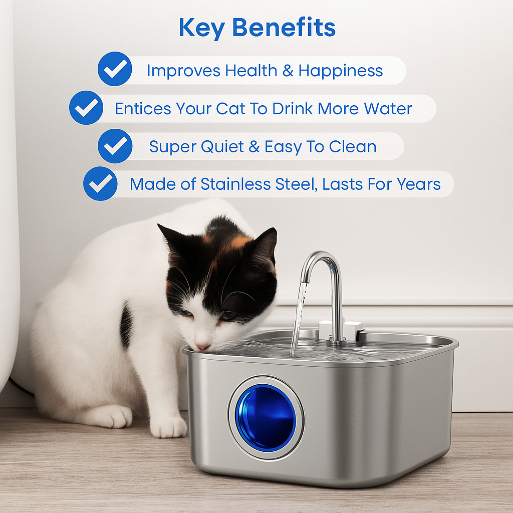 Pet Water Fountain  LED Indicator Stainless Steel Design - Product detail 4