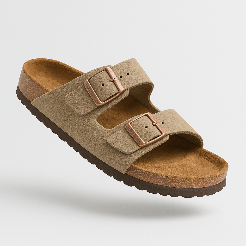 Orthopedic Suede Sandals  Dual Buckle Comfort Design - Detailed view