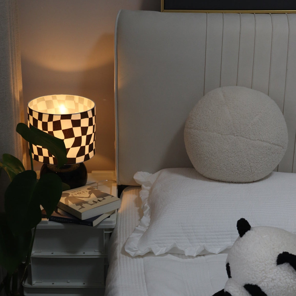 Geometric Table Lamp Orange Glass Base with Checkerboard Shade - Product detail 35